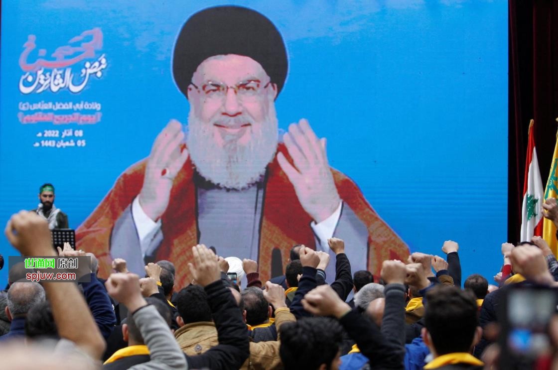 Lebanon&#039;s Hezbollah leader Sayyed Hassan Nasrallah addresses his supporters from a screen during a rally to commemorate Hezbollah Wounded Veterans Day, Beirut, Lebanon, March 8, 2022. (Reuters Photo)