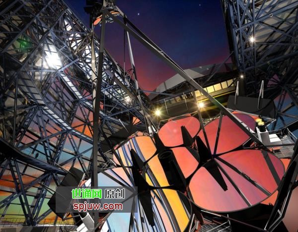 This illustration shows what the Giant Magellan Telescope will look like when it comes online. Each of its seven segments is a 20-ton piece of glass. It'll have unmatched imaging capabilities which can be used to search for technosignatures. Image: Giant Magellan Telescope – GMTO Corporation