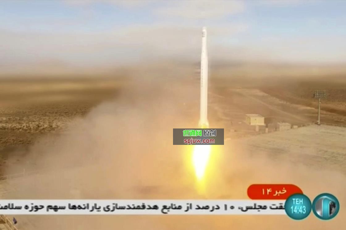 The launch of a rocket by Iran&#039;s Revolutio<em></em>nary Guard carrying a Noor-2 satellite is seen in the Shahroud Desert in Iran in this image taken from video footage aired by Iranian state television on March 8, 2022. (Iranian state television via AP)