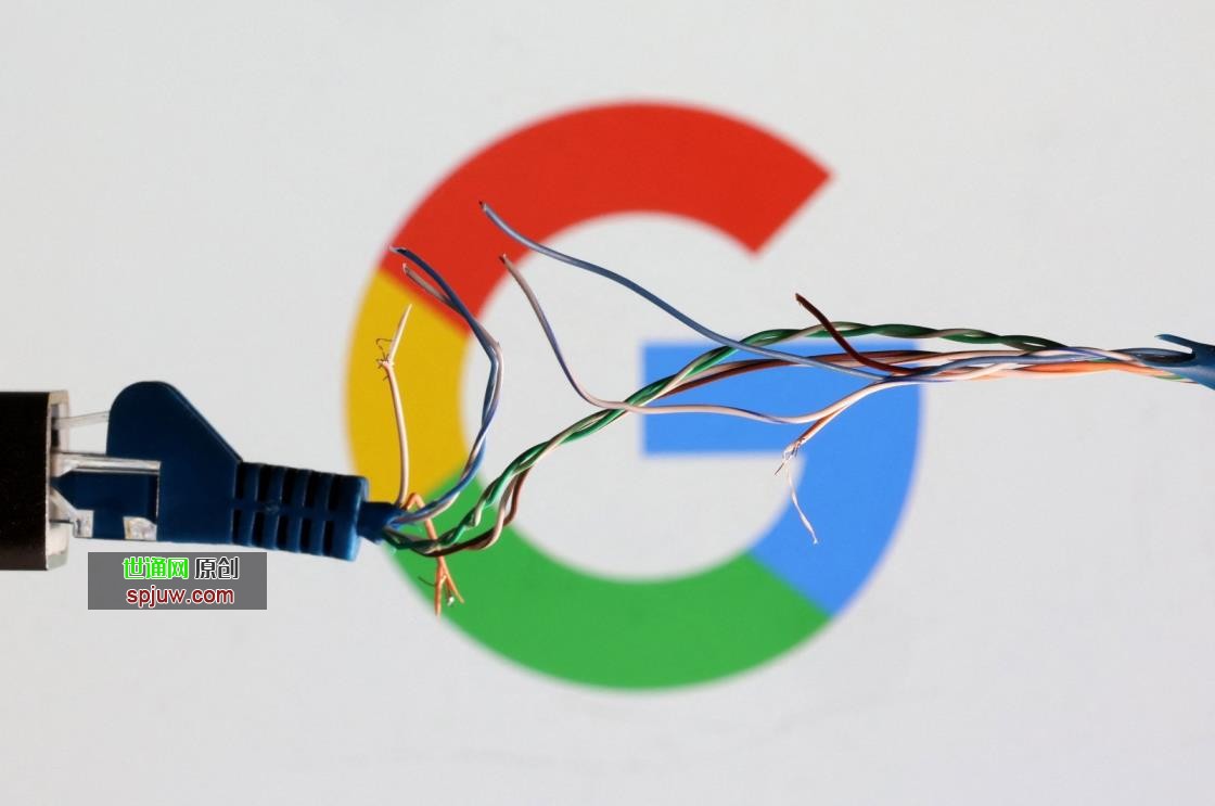 A broken ethernet cable is seen in front of the Google logo in this illustration taken March 11, 2022. (Reuters File Photo)