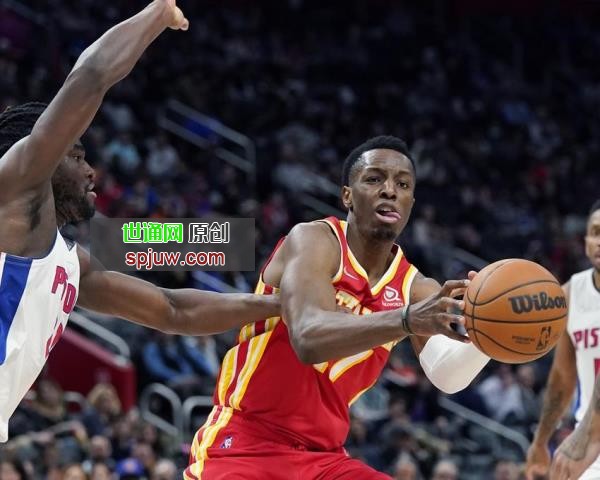 Detroit Pistons center Isaiah Stewart reaches in on Atlanta Hawks forward o<em></em>nyeka Oko<em></em>ngwu (17) during the second half of an NBA basketball game, Wednesday, March 23, 2022, in Detroit.