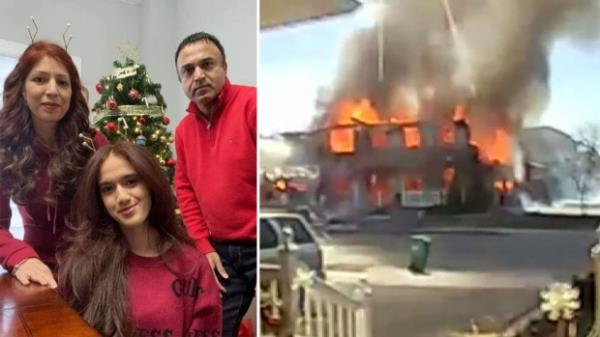 视频显示，大火吞没了布兰普顿的家，在那里发现了家人的遗体